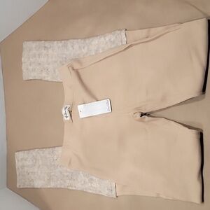Others Follow, Size S, Lt. Tan Leggings with Leg Warmer / Boot Sock Details, NWT